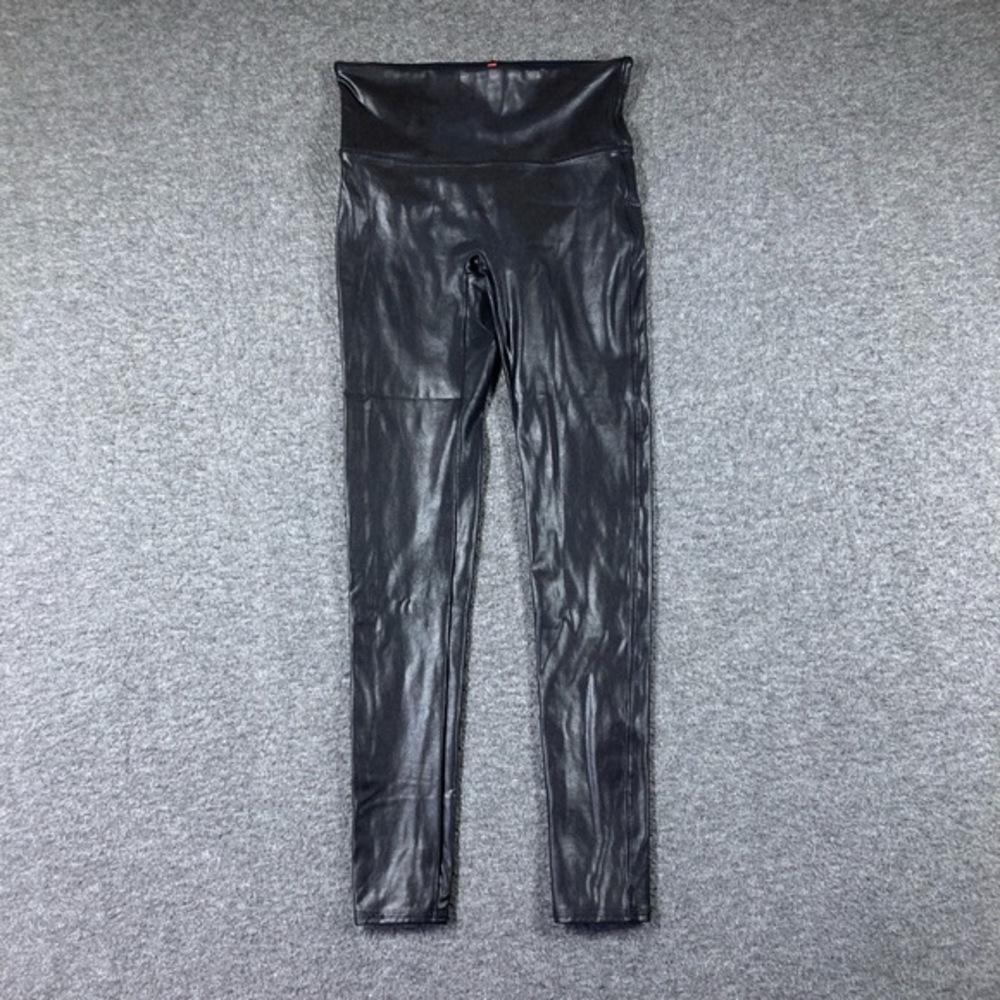 Spanx Leggings Womens Medium M Black‎ High waisted Faux Leather